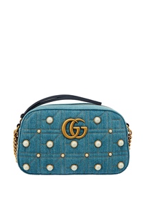 Голубая сумка с бусинами Gucci