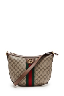 Коричневая сумка с лентой Web Gucci