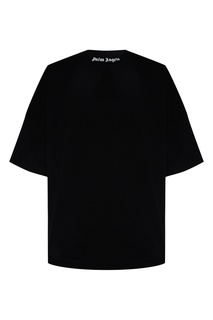 Черная футболка оверсайз с логотипами Palm Angels
