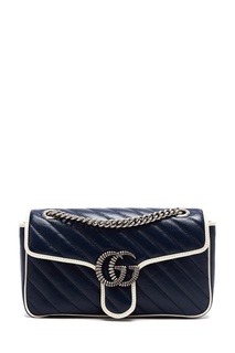 Бело-синяя кожаная сумка GG Marmont Gucci