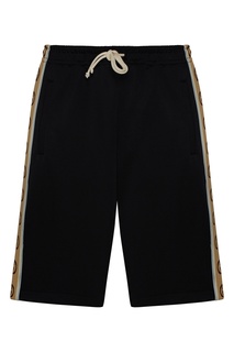 Черные трикотажные шорты с лампасами Gucci