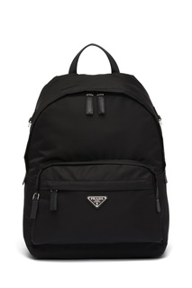 Черный текстильный рюкзак Prada