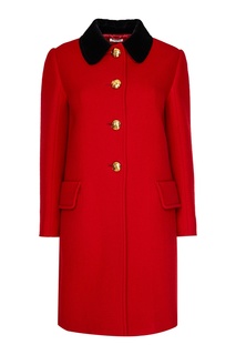 Красное пальто с контрастными деталями Miu Miu