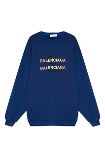 Синий свитшот с логотипами Balenciaga