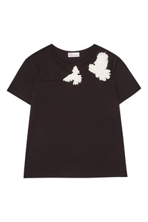 Черная футболка с контрастной аппликацией RED Valentino