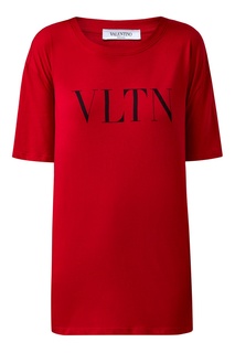 Красная удлиненная футболка Valentino