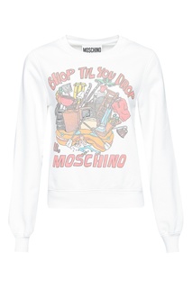 Белый свитшот с ярким принтом Moschino