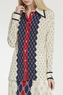 Шелковая блузка с монограммами Gucci