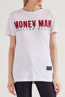 Белая футболка с надписями Philipp Plein