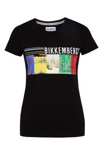 Черная футболка с принтом и надписью Bikkembergs