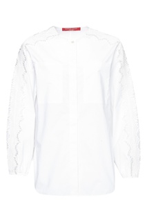Белая блуза с кружевом на рукавах Marina Rinaldi