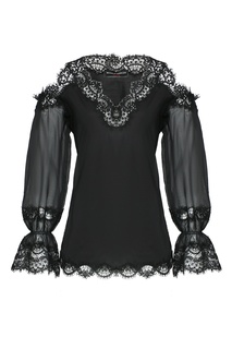 Черная блуза с кружевом Ermanno Scervino