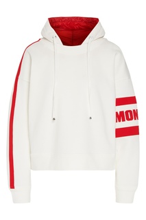 Красно-белое худи с логотипом Moncler