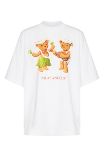 Белая футболка из хлопковой ткани Palm Angels