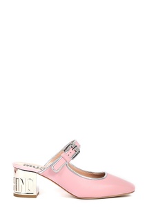 Кожаные мюли розового цвета Moschino