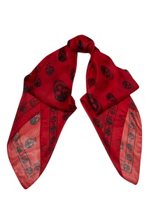 Красный шелковый шарф Alexander Mc Queen