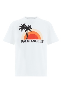 Белая футболка с принтом Palm Angels