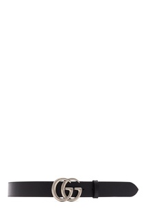 Черный кожаный ремень с логотипной пряжкой GG Gucci