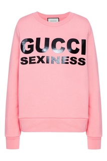 Хлопковый розовый свитшот с принтом Gucci