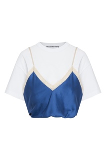 Белая футболка со вставкой из шелка Alexander Wang.T