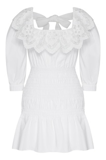 Белое платье мини с вышивкой Self Portrait