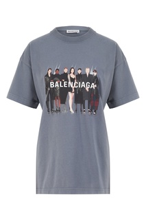 Серая футболка с принтом Real Balenciaga