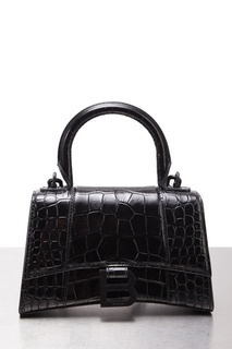 Черная кожаная сумка Hourglass XS Balenciaga