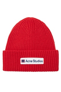 Красная шерстяная шапка с логотипом Acne Studios
