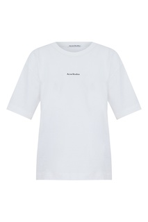 Белая хлопковая футболка с логотипом Acne Studios