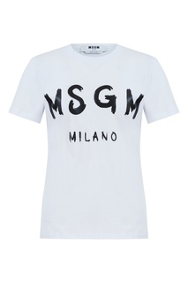 Белая футболка из хлопка с логотипом Msgm