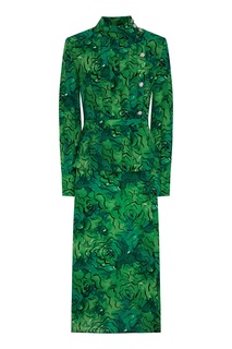 Зеленое платье с цветочным принтом Alessandra Rich