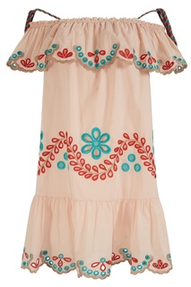 Хлопковое платье с цветной вышивкой RED Valentino