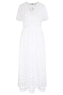 Белое платье из хлопкового шитья RED Valentino