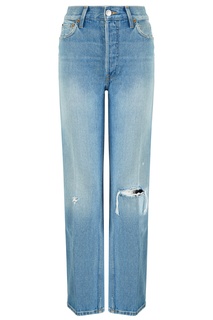 Прямые голубые джинсы с потертостями Re/Done