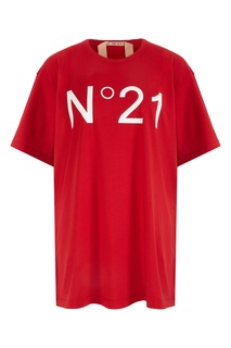 Красная хлопковая футболка с логотипом No.21