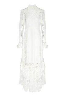 Белое платье с высоким воротником Zimmermann