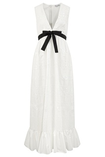 Белое хлопковое платье с пайетками RED Valentino