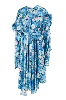 Платье с цветочным принтом Twisted Ruffle Balenciaga