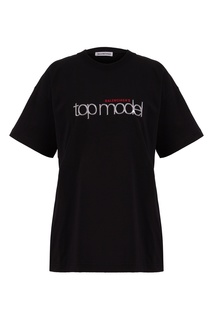 Черная футболка с принтом Top Model Balenciaga