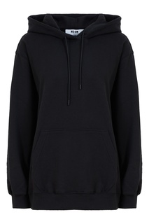 Черное худи с логотипом на капюшоне Msgm