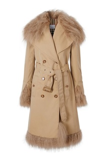 Бежевый тренч с отделкой из овчины Burberry