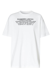Белая футболка из хлопка с надписью Burberry