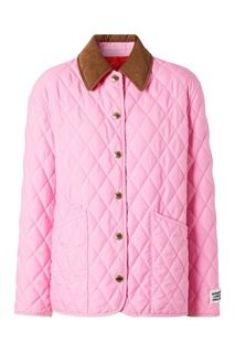 Розовая стеганая куртка с вельветовым воротником Burberry