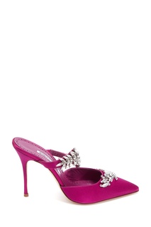 Сатиновые мюли цвета фуксия Lurum Satin 105 Manolo Blahnik