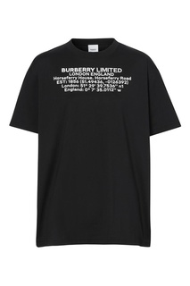 Черная хлопковая футболка с геолокацией Burberry