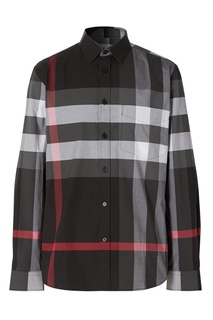 Черная рубашка из поплина в клетку Burberry