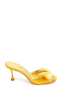Желтые сатиновые мюли Railda Satin 70 Manolo Blahnik