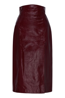 Бордовая кожаная юбка Gucci
