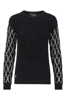 Черный джемпер с кристаллами Philipp Plein