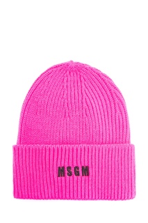 Розовая шапка с логотипом Msgm